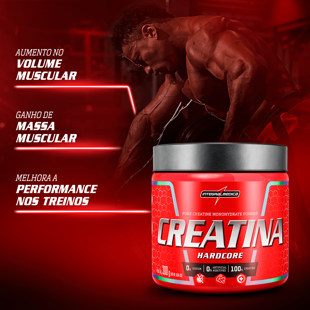 Creatina 100% Pura 300g Hardcore