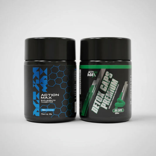 Combo Action Max Azul + Detox Caps Premium Sem Sabor