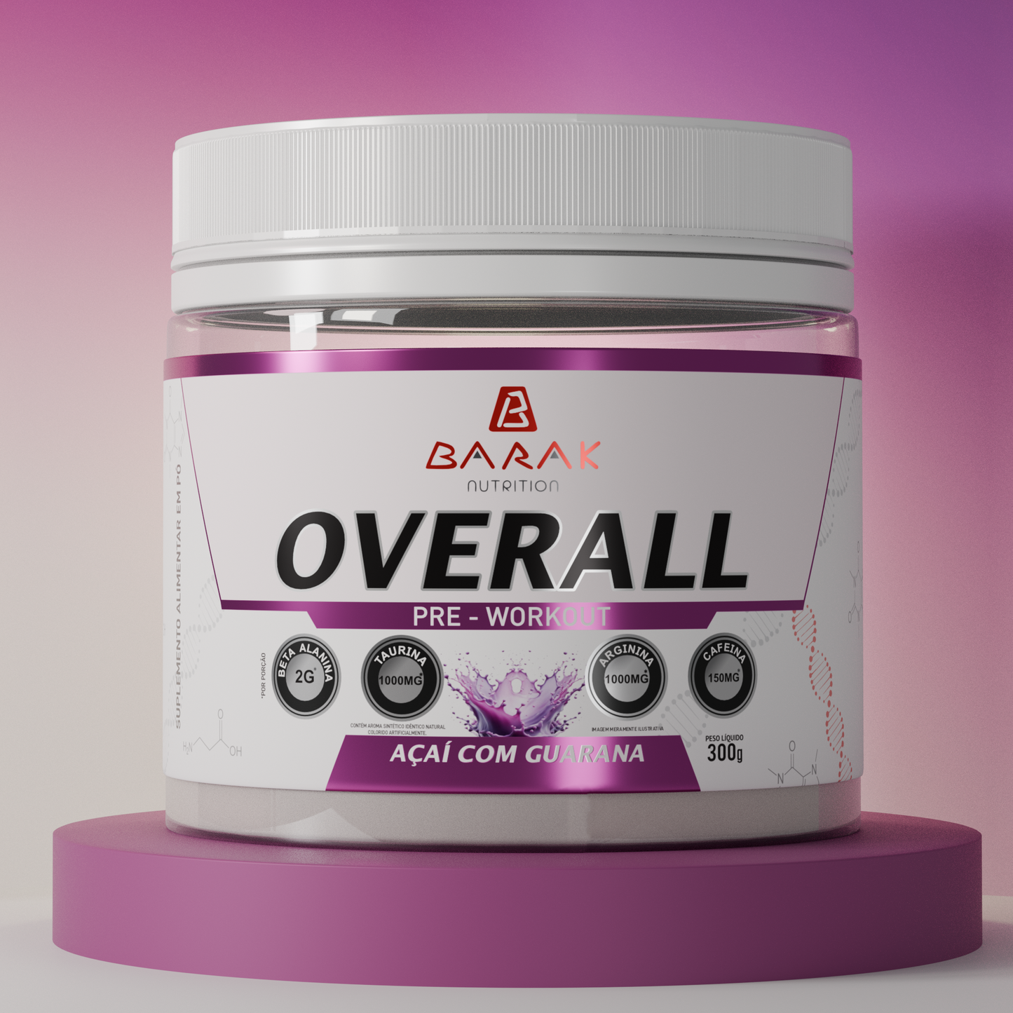 Overall Açaí com Guaraná 300g - Barak Nutrition