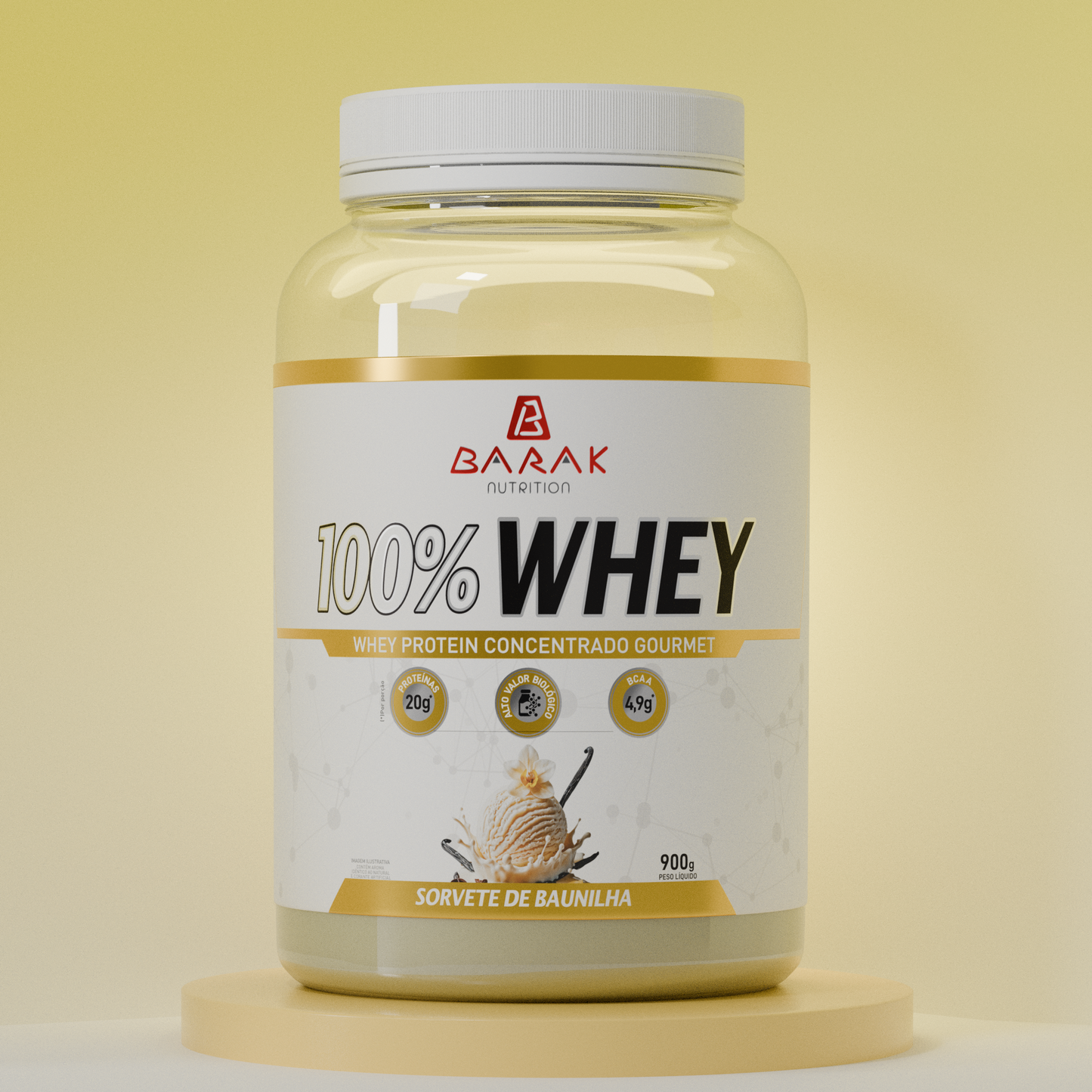 100% Whey 900g - Sorvete de Baunilha