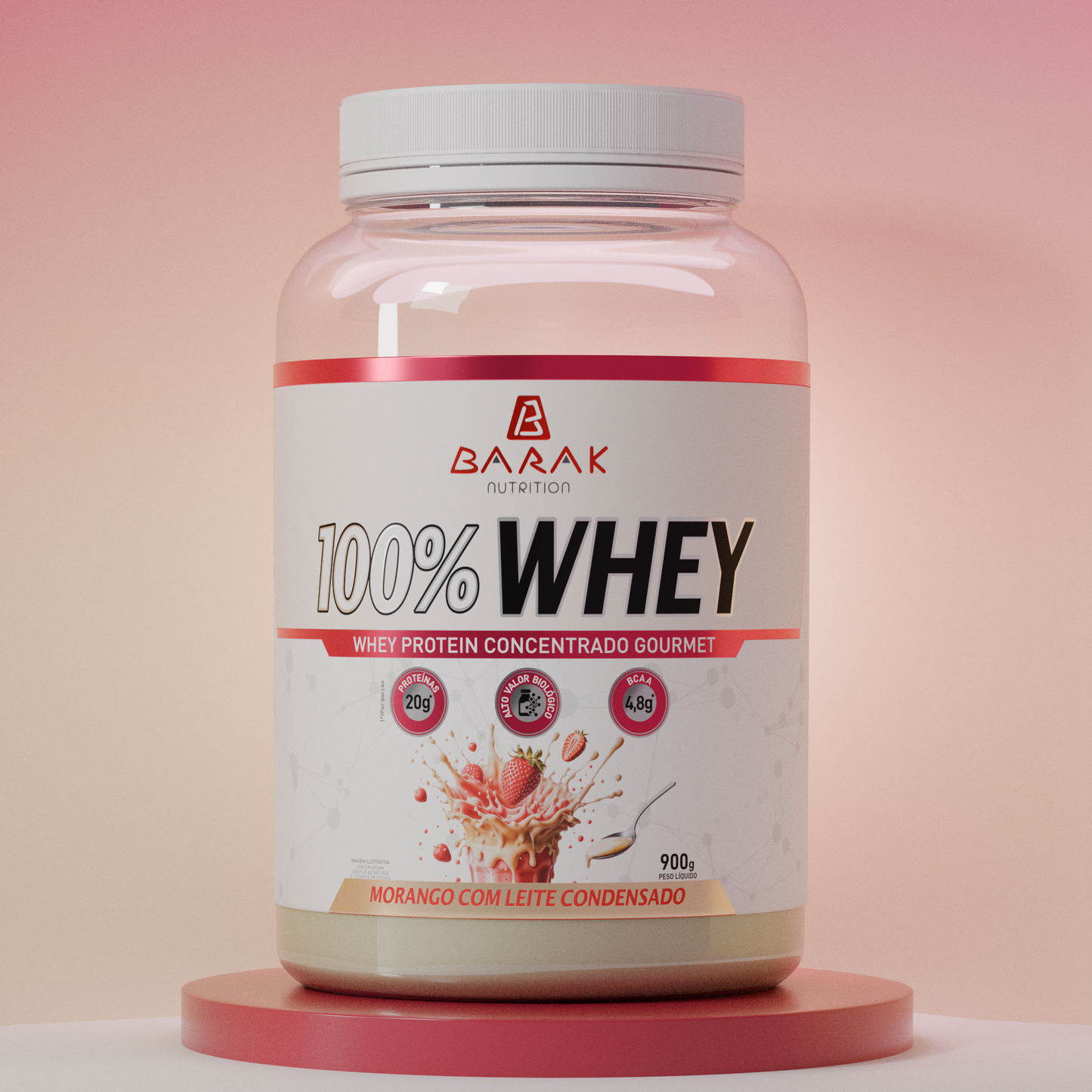 100% Whey 900g - Morango com Leite Condensado